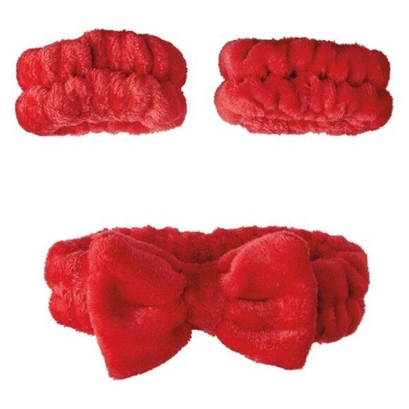 Women’s Red Bow Headband and Wristbands Valentine’s 3-Piece Spa Set - Picture 1 of 1
